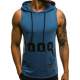 Madmext Men Indigo Hoodie Vest 2563 - İndigo