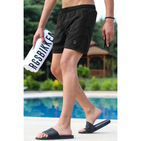 Men Basic Black Swim Shorts - Siyah