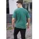 Men Printed Green Oversize T-Shirt - Yeşil