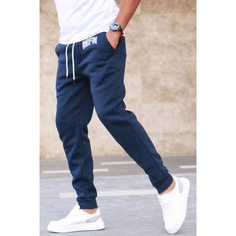 Madmext 3-Thread Fleece Navy Blue Sweatpants For Men 5427 - Lacivert