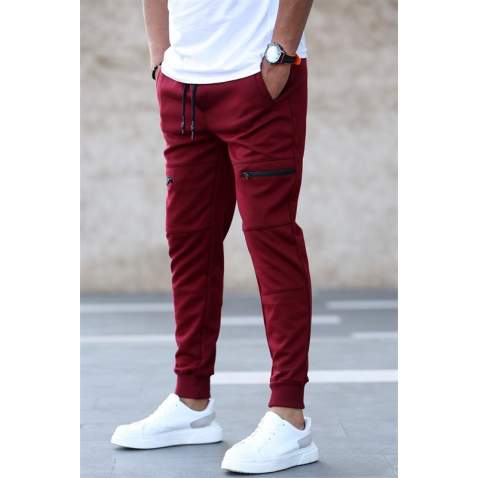 Madmext Men Plain Maroon Sweatpants 4827 - Bordo