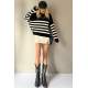 Black Striped Sweater MG1258 - Siyah