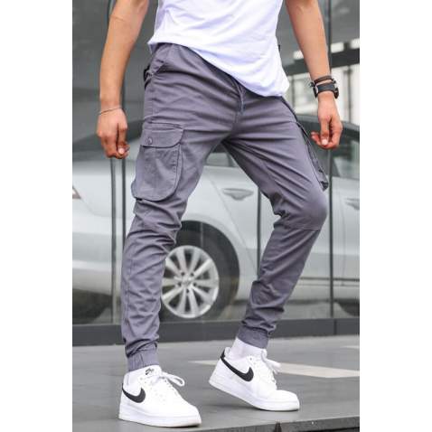 Smoke Gray Slim Fit Jogger Trousers 5740 - Füme