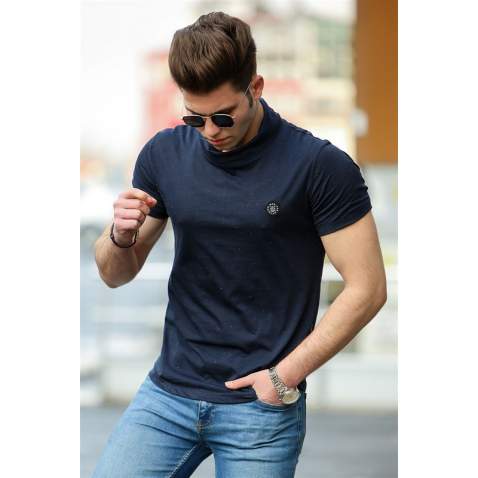 Madmext Navy Blue T-shirt for Men 4554 - Lacivert