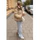 Beige Oversize Fur Jacket MG1371 - Bej