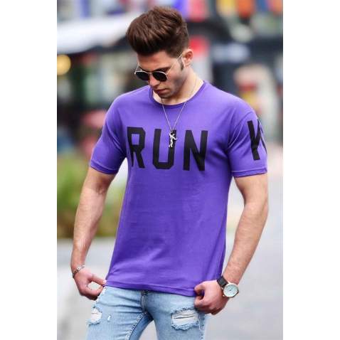 Madmext Purple Printed T-shirt for Men 3035 - Mor