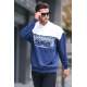 Navy Blue Designed Hoodie Sweatshirt 6022 - Lacivert