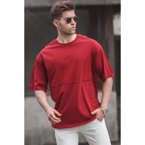 Madmext Men Printed Oversize Maroon T-shirt 5250 - Bordo