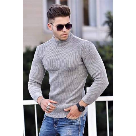 Madmext Grey Turtleneck Jumper 4369 - Gri