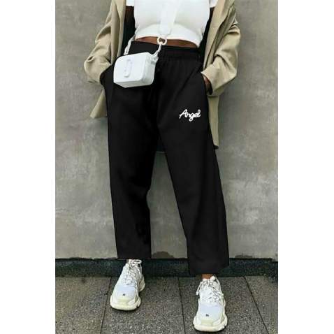 Mad Girls Black Printed Sweatpants MG311 - Siyah