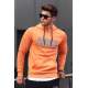 Madmext Orange Printed Hoodie 4164 - Turuncu