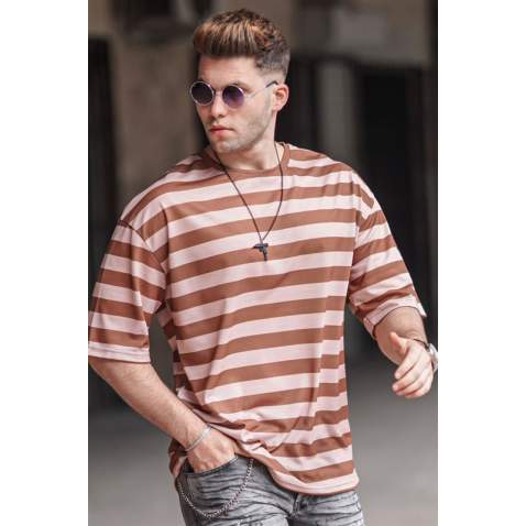 Madmext Men Oversize Beige T-shirt 4995 - Bej