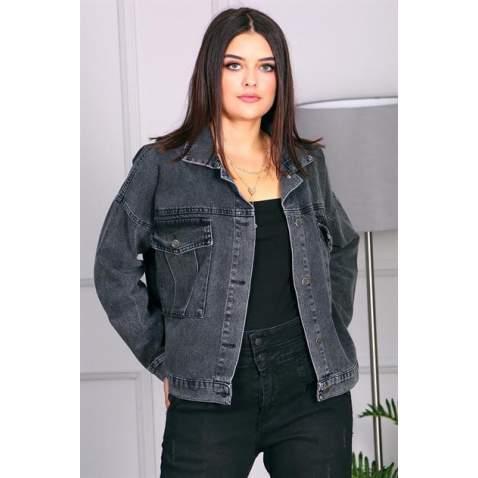 Mad Girls Black Cropped Denim Jacket MG695 - Siyah