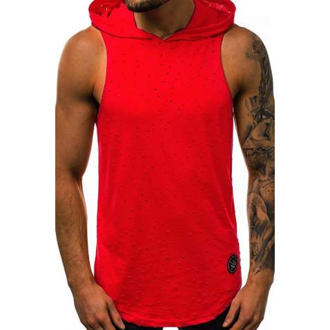 Madmext Red T-shirt with Hood for Men 2893 - Kırmızı