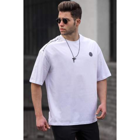 Madmext Men Oversize White T-shirt 5218 - Beyaz