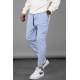 Men Striped Blue Sweatpants - Mavi