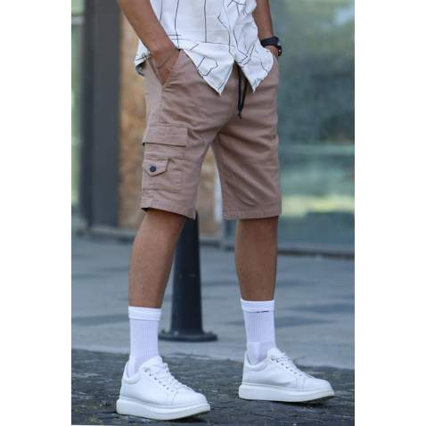 Camel Capri Shorts with Cargo Pockets 5737 - Camel