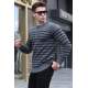 Anthracite Striped Knitwear Sweater 5992 - Antrasit