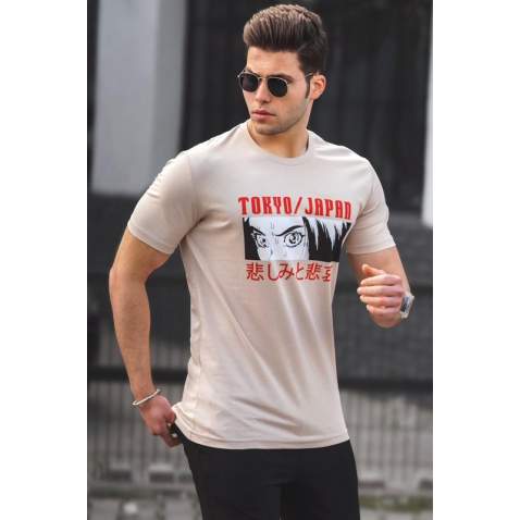 Madmext Men Beige T-shirt 5224 - Bej