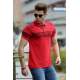 Madmext Red Printed Polo Shirt for Men 3057 - Kırmızı