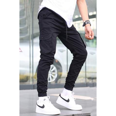 Black Slim Fit Jogger Trousers 5740 - Siyah