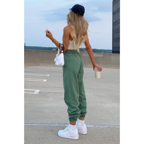 Mad Girls Oversize Green Sweatpants MG290 - Yeşil