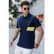 Madmext Men Striped Navy Blue Polo T-shirt 5243 - Lacivert