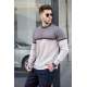 Madmext Men Color Blocked Beige Sweater 4734 - Bej