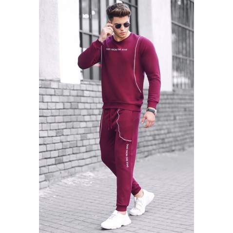 Madmext Maroon Men Tracksuit Set 4727 - Bordo