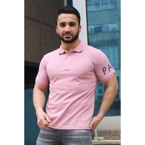 Madmex Soft Pink Basic Polo Shirt for Men 3053 - Pudra