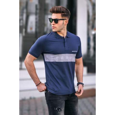 Madmext Men Knitwear Navy Blue Polo T-shirt 5212 - Lacivert