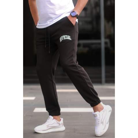 Madmext Printed Black Sweatpants For Men 5616 - Siyah