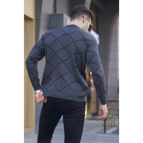 Anthracite Designed Knitwear Sweater 5988 - Antrasit