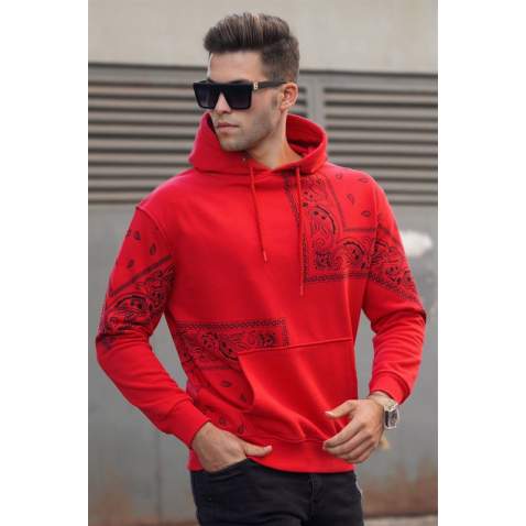 Madmext Men Printed Red Sweatshirt 5299 - Kırmızı