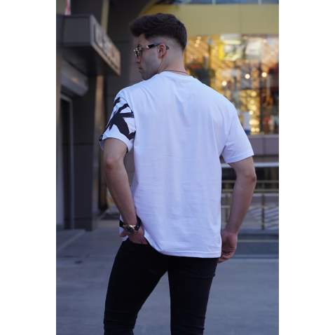 Madmext Men Designed White T-shirt 5811 - Beyaz