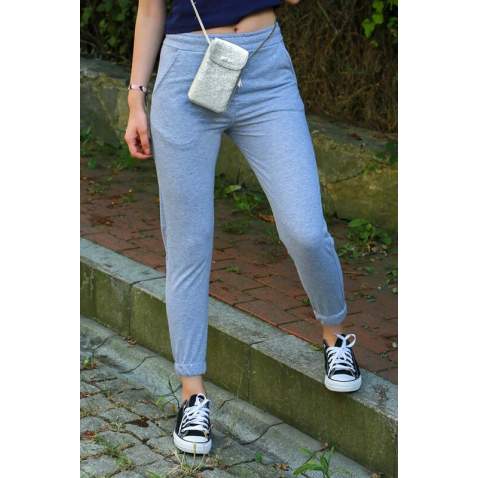 Mad Girls Grey Pocket Detailed Sweatpants MG463 - Gri