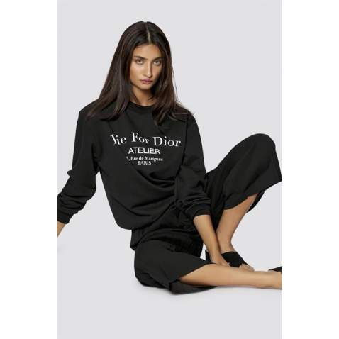 Mad Girls Black Printed Women Sweatshirt MG775 - Siyah