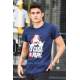 Madmext Navy Blue Printed T-shirt for Men 4017 - Lacivert