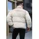 Beige Puffer Fur Jacket 5793 - Bej