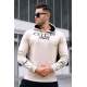 Madmext Printed Beige Hoodie Sweatshirt For Men 4402 - Bej