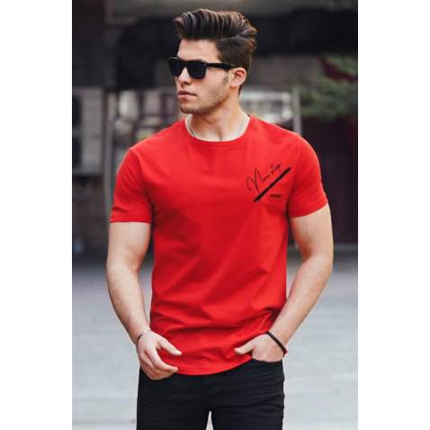 Madmext Red Printed T-shirt for Men 4627 - Kırmızı