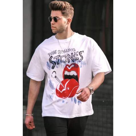 Madmext Men Oversize White T-shirt 5223 - Beyaz