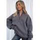 Mad Girls Smoke Gray Zip Sweatshirt Mg1246 - Füme