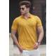 Madmext Men Mustard Knitted Polo T-shirt 5117 - Hardal