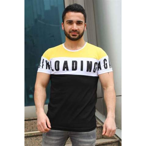 Madmext Yellow Printed T-shirt for Men 2974 - Siyah