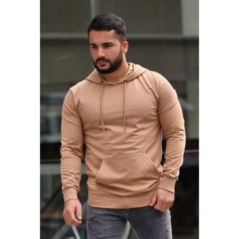 Madmext Camel Basic Hoodie 4117 - Camel