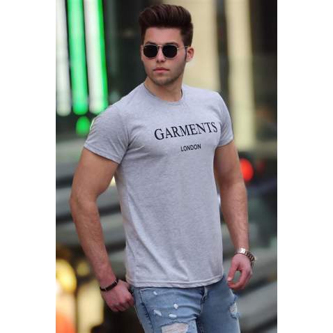 Madmext Grey Printed T-shirt for Men 4018 - Gri