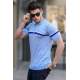 Men Striped Baby Blue Polo T-Shirt 5734 - Bebe mavisi