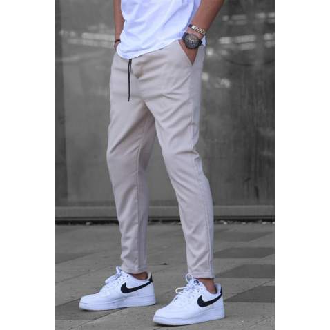 Beige Designed Slim Fit Jogger Trousers 5470 - Bej