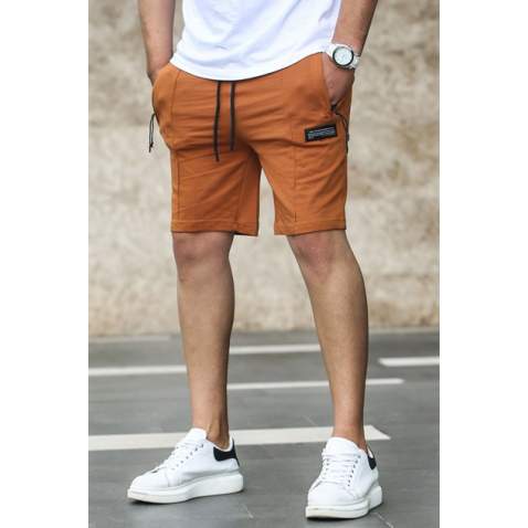 Madmext Taba Zipper Detailed Shorts 4226 - Taba